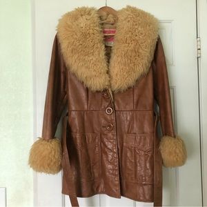 Vintage Ms Pioneer Fur Collar Leather Coat SM
